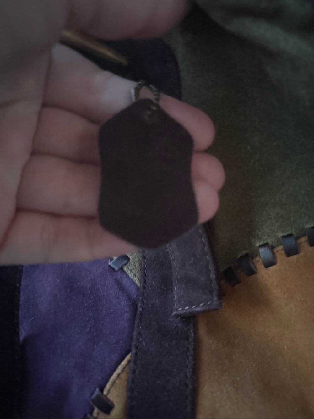 Boho Artisan Vintage Suede Patchwork  Bag One of a Kind Detail Boho Western - Picture 5 of 8